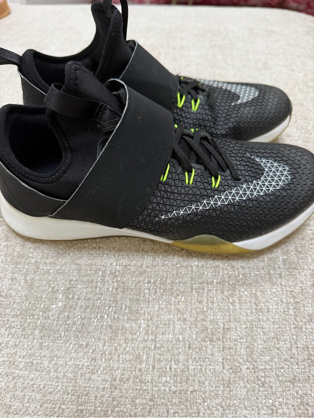 Nike Air Zoom Black Athletic Shoes with Neon Green Accents